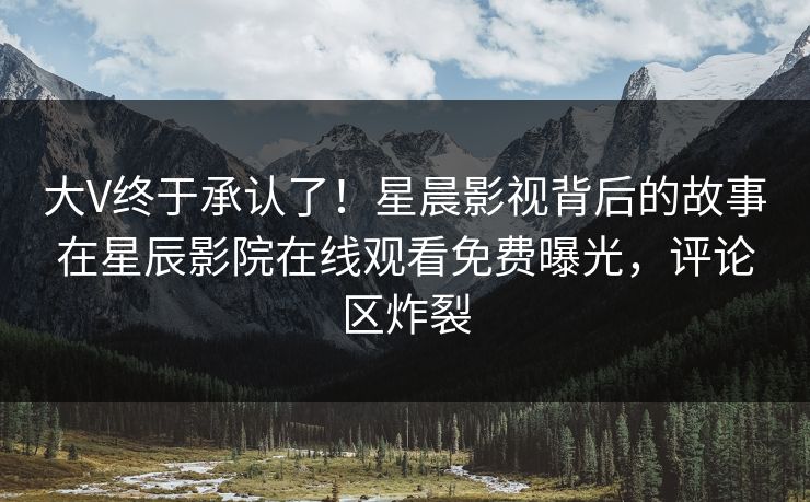 大V终于承认了！星晨影视背后的故事在星辰影院在线观看免费曝光，评论区炸裂