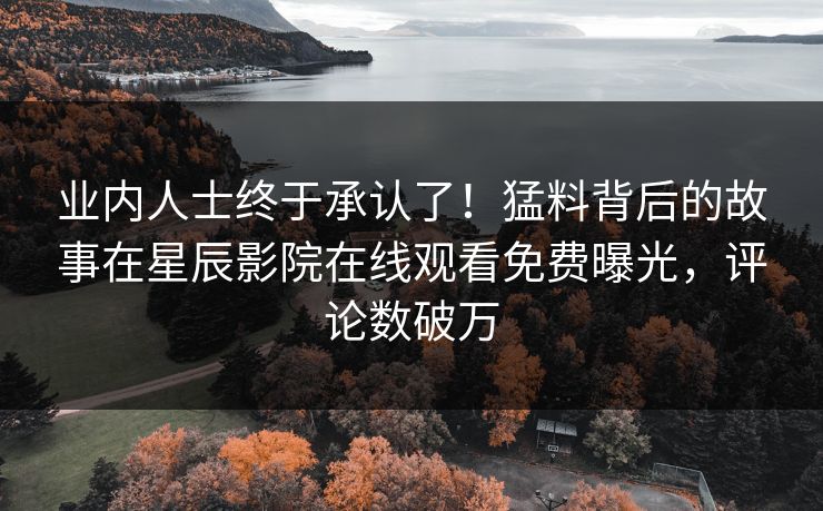业内人士终于承认了！猛料背后的故事在星辰影院在线观看免费曝光，评论数破万