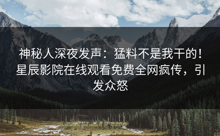 神秘人深夜发声：猛料不是我干的！星辰影院在线观看免费全网疯传，引发众怒