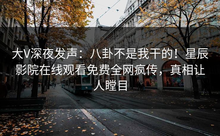 大V深夜发声：八卦不是我干的！星辰影院在线观看免费全网疯传，真相让人瞠目